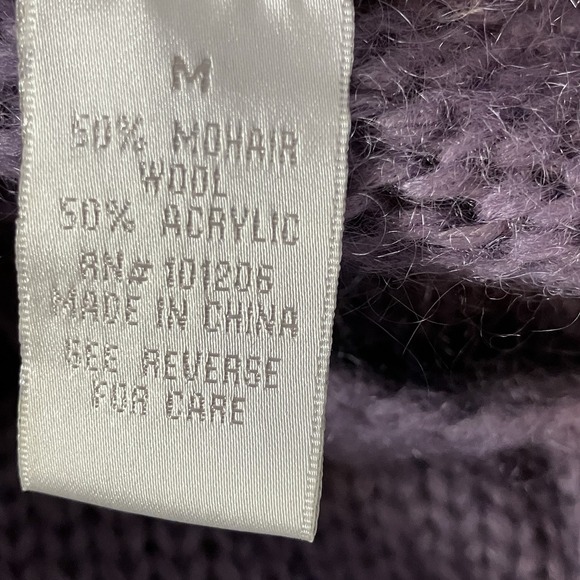 Soft Surroundings Sweater Womens Size M Purple Mohair Blend Hooded Cardigan - Picture 5 of 6